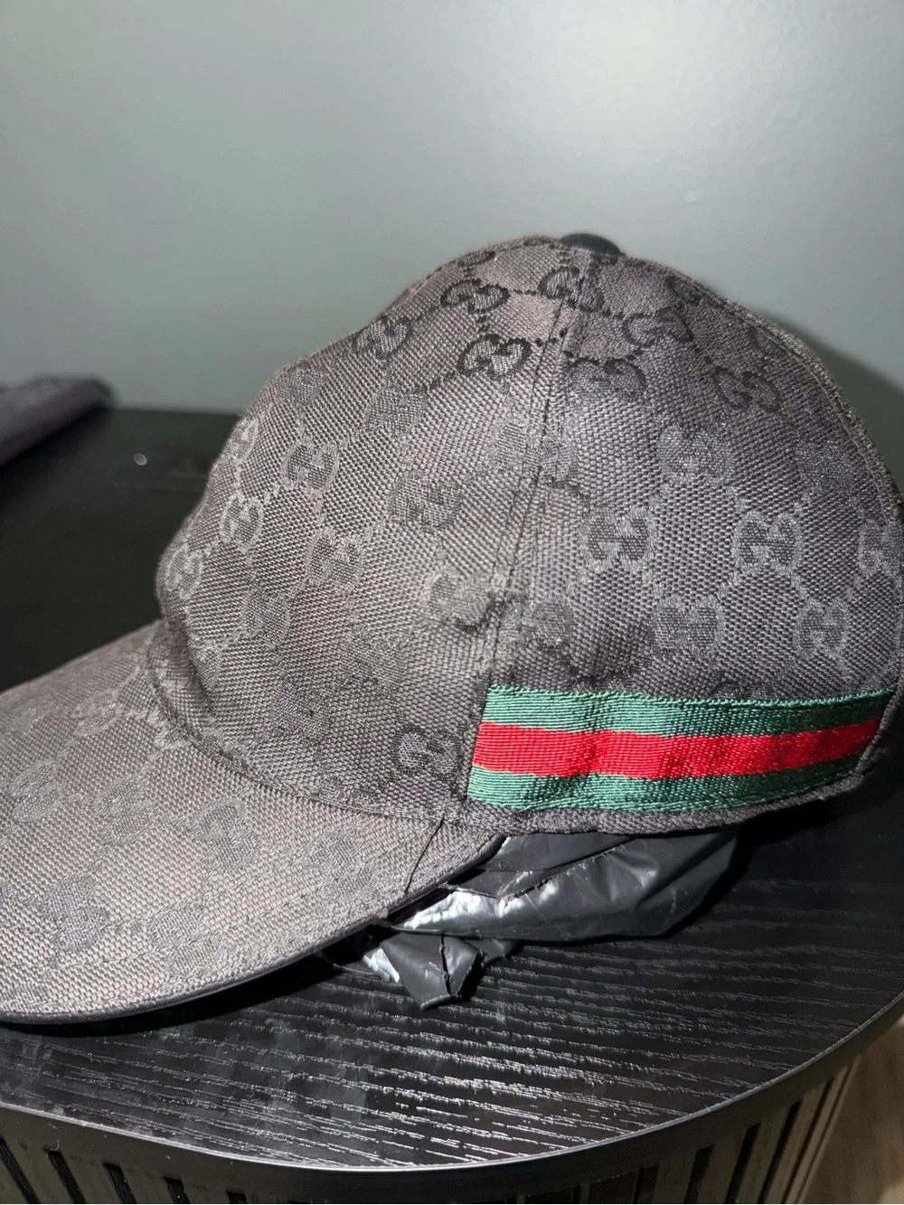Authentic GG Monogram Cap with Red and Green Stripe